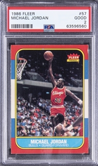 1986-87 Fleer #57 Michael Jordan Rookie Card - PSA GOOD 2